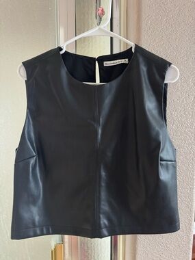 Abercrombie & Fitch Black Faux Leather Shell Top